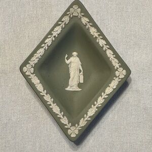 Vintage Wedgwood Olive Green Diamond Shaped Trinket Tray
